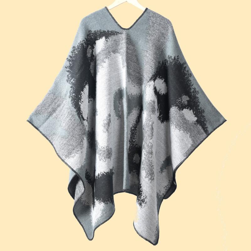 New women's autumn and winter jacquard warm split shawl scarf cape hot sale