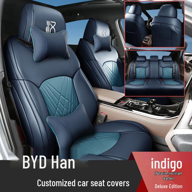 Durable Leather Seat Cover for BYD Han - Suitable for All Seasons, Fits Five Seats