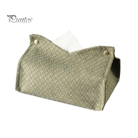 Sturdy Dining Room Tissue Box PU Leather Holder, with Snap Design, Portable Foldable Case for Office Facial Paper Organizer Dispenser, Desk