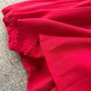Sommer Neues Französisches Chic Maxikleid Damen V-Ausschnitt Ärmellos Schnürung A-Linie Falten Damenkleider Damen