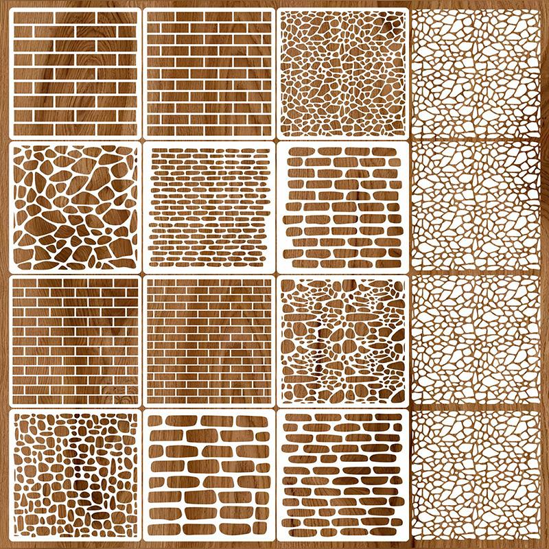Cud Bez Umiejętności 12 Sztuk 15x15 cm Zmywalne Szablony Wielokrotnego Użycia Szablony do Malowania Natryskowego Doodling na Podłodze, Wystrój Domu i Projekty Artystyczne Narzędzie