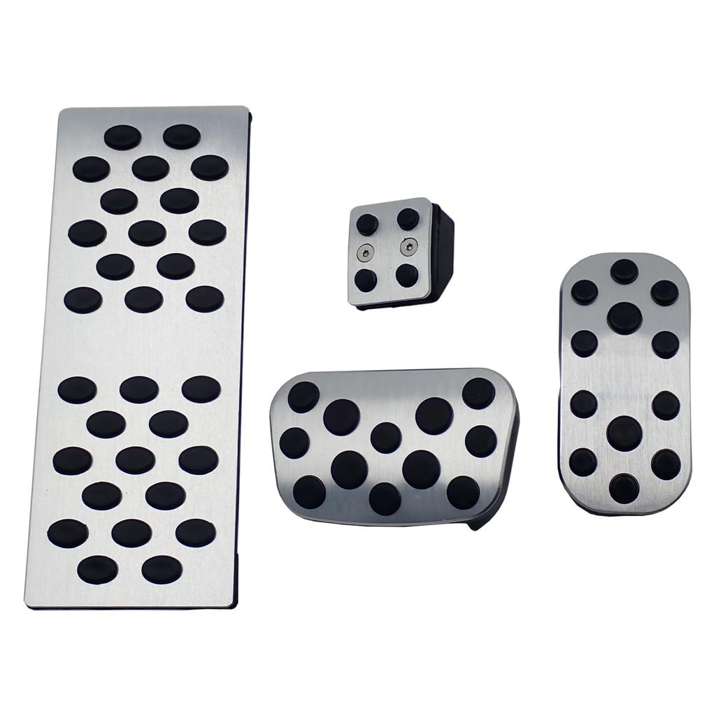 Wellvie Classy Aluminum Pedal Cover Set for Toyota and No Tools Car Car Custom 4-Piece Noah, Voxy, Esquire, Harrier, Estima. Snap-on, Required. Parts,