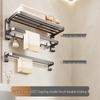 Gunmetal Gray Punch-Free Wall-Mounted Bathroom Towel and Toilet Storage Rack