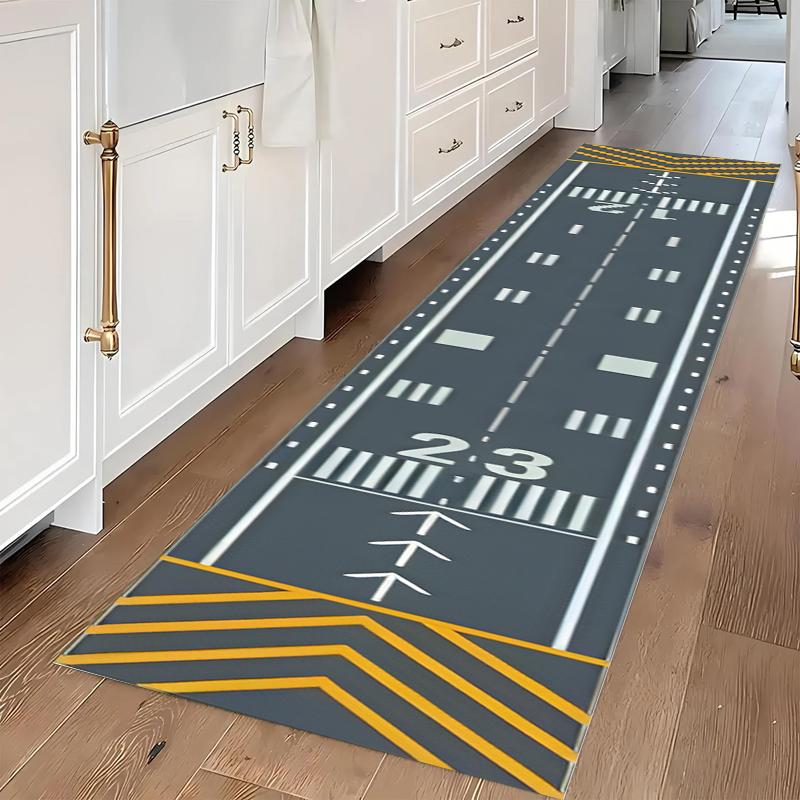 

Aviation Runway Pattern Runner Rug Modern Home Decor Hallway Carpet Soft Non-slip Floor Mat for Corridor Living Room Bedroom 40X120CM