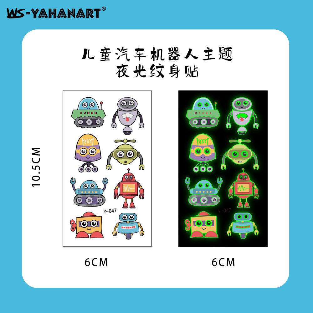 Kinder Cartoon Baustellenfahrzeug Tattoo Aufkleber, Junge Weltraum Bagger Roboter Auto Gesichtsaufkleber