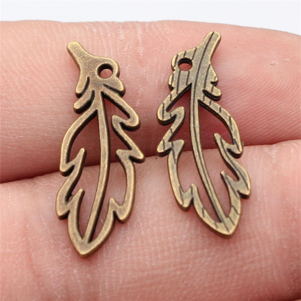 Feathers Leaf Nature Charm Antique Bronze Zinc Alloy Jewelry Making Supplies Bracelet Making Style Pendants