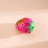 Korean Style Vintage Ring Flower Big Floral Ring Colorful Enamel Fruit Ring  Gifts for Women Girl