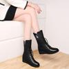 Fashion Round Toe Fleece-Lined Mid Calf Shoes Woman Fashion 2025 Footwear Comfortable and Elegant Boot Pu Y2k Half High Boots for Women