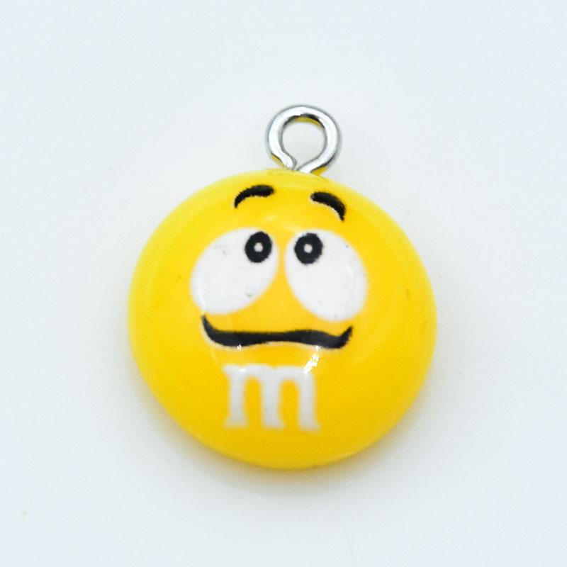 Cartoon Resin Expression Keychain Pendant with Chocolate Bean Candy - DIY Jewelry Accessory