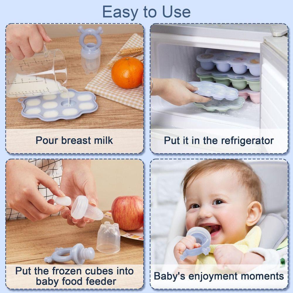 Durable Silicone Nibble Freezer Maker BPA Free Baby Fruit Food Feeder Teether Tray  Infant