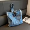 New Casual Denim Bag Women Large Capacity Shoulder Bag Letter Embroidery Denim Tote Bag