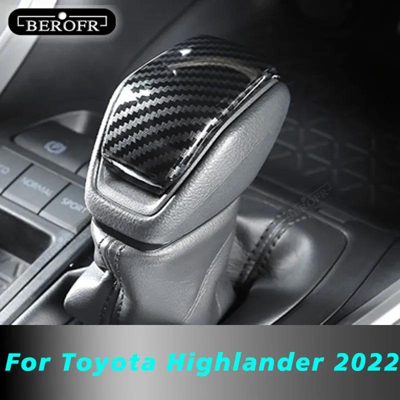 Car Gear Hood Carbon Fibre Shift Knob Gear Side Cover DSG Emblem For Toyota Highlander
