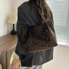 Retro Leopardenmuster Schultertasche Wildleder Große Kapazität Tragetasche Magnetischer Verschluss Verdicktes Design Damen Handtasche