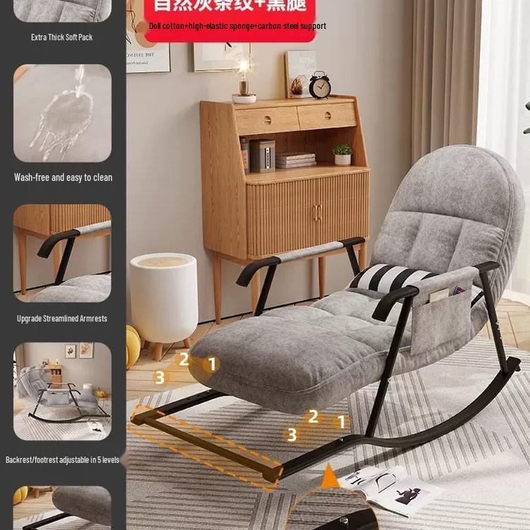 Single Red Recliner: Lazy Sofa Rocking Chair for Adults - Tech Fabric, Home & Balcony Leisure, Convertible To Lounger