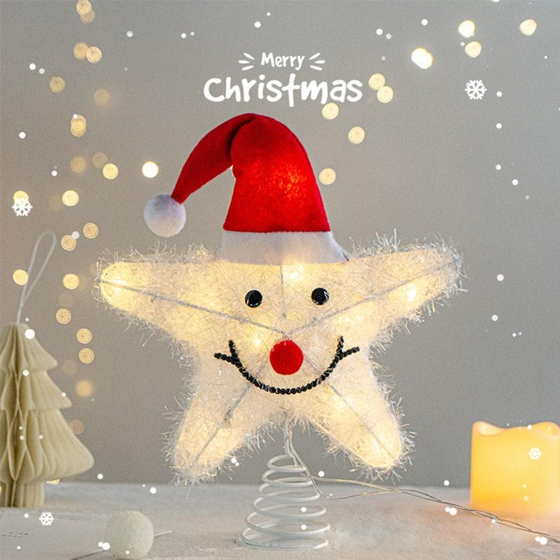 2026 LED Christmas Tree Topper Star Lights Battery Powered for Living Room Garden Party Decoration New Year