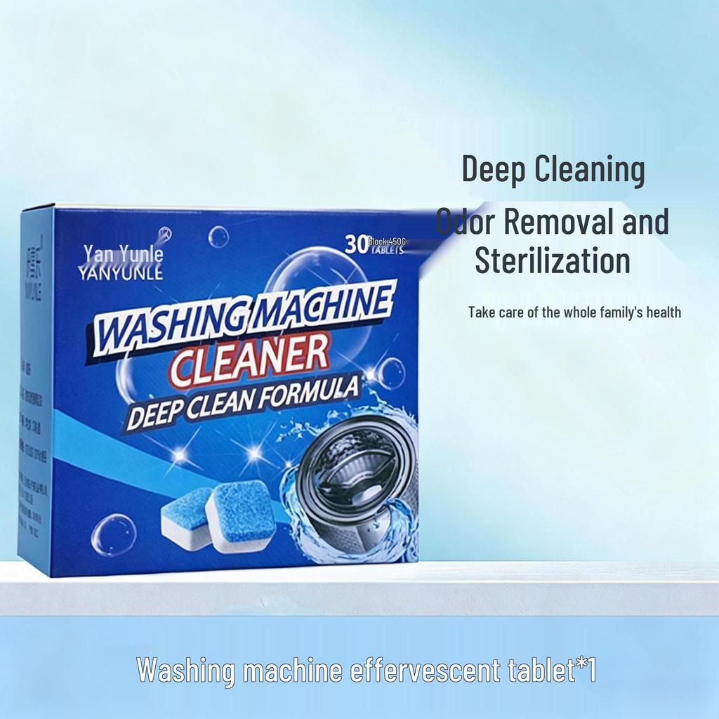 Washing Machine Tub Cleaner Tablets - Effervescent Stain Remover for All Washers