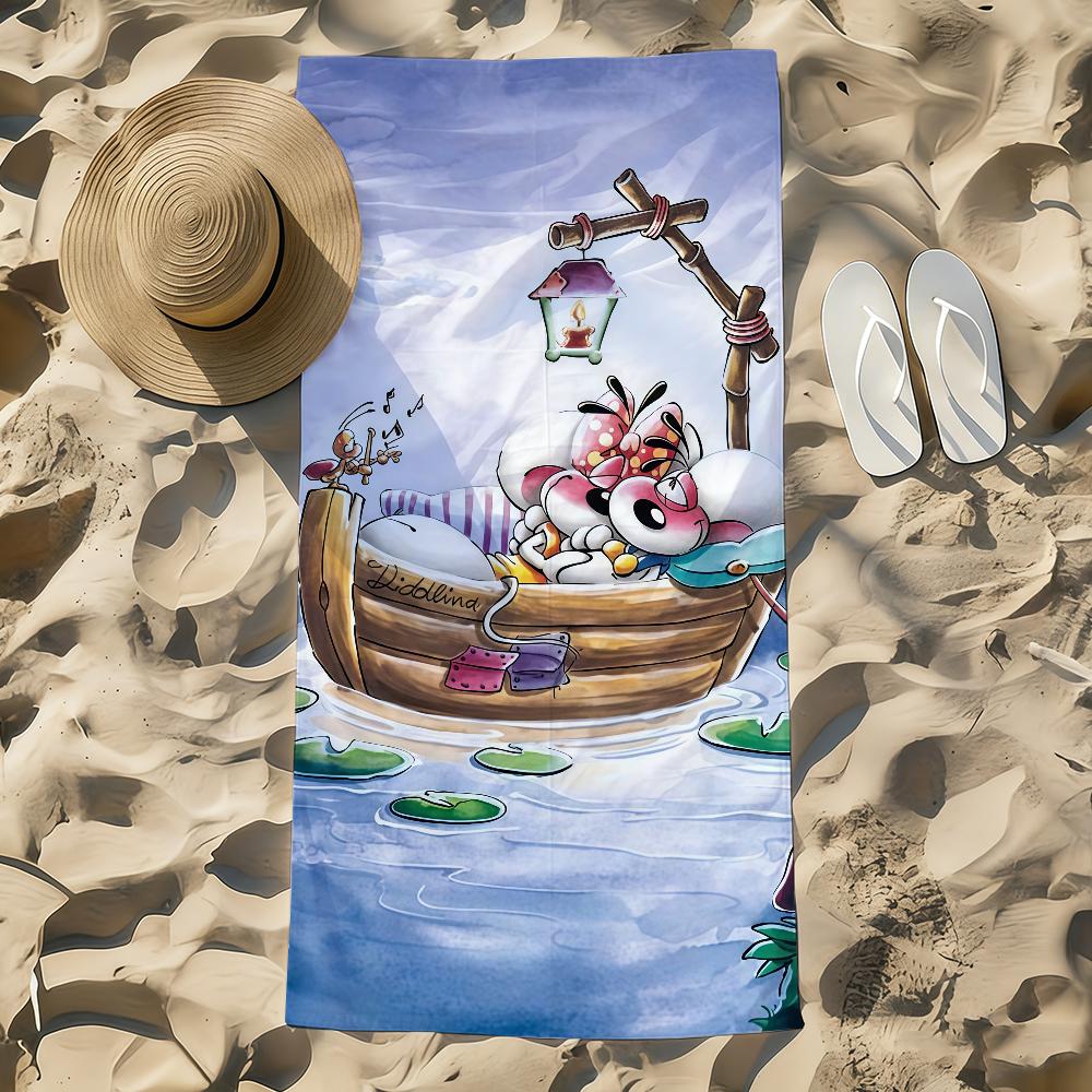 Cartoon D-Diddl Rat Towel Beach Towel Oversized Quick Dry Towel Absorbent Soft Swim Beach Towels for Men Women