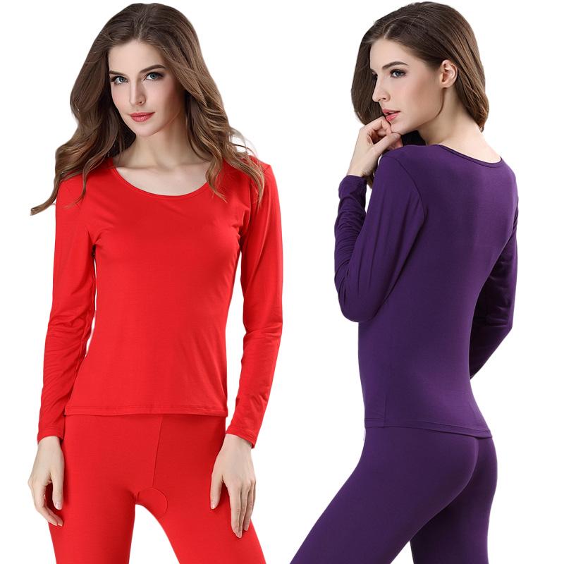 Women's Autumn Cotton Slim Fit Base Layer Set - Top and Pants