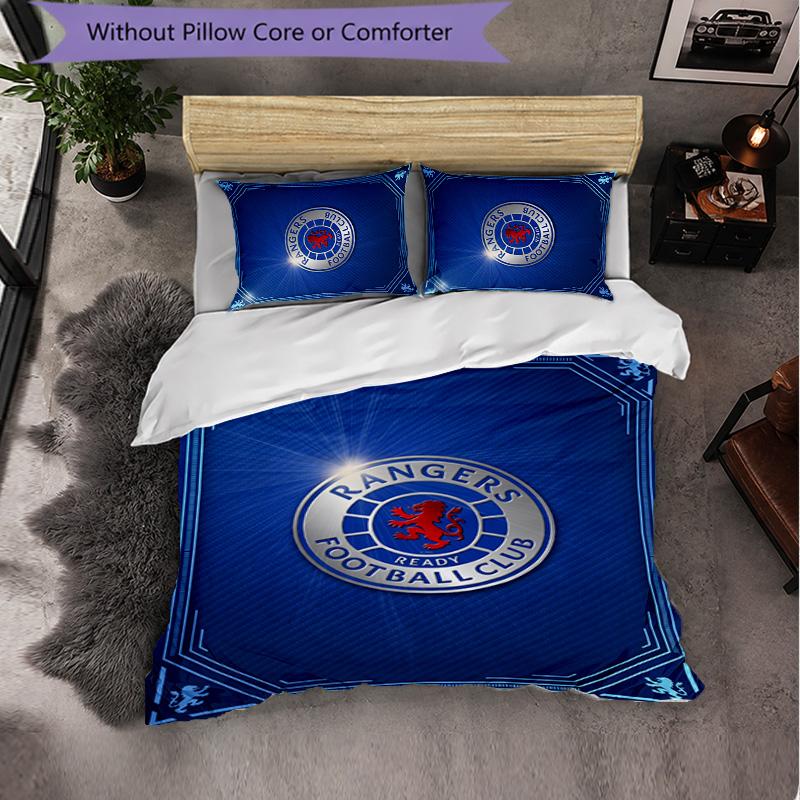 Biancheria da letto a tema Rangers FC Set 3 Pezzi Copripiumino Biancheria da letto Decorativa Per Stanza Adolescenti Decorazione Casa
