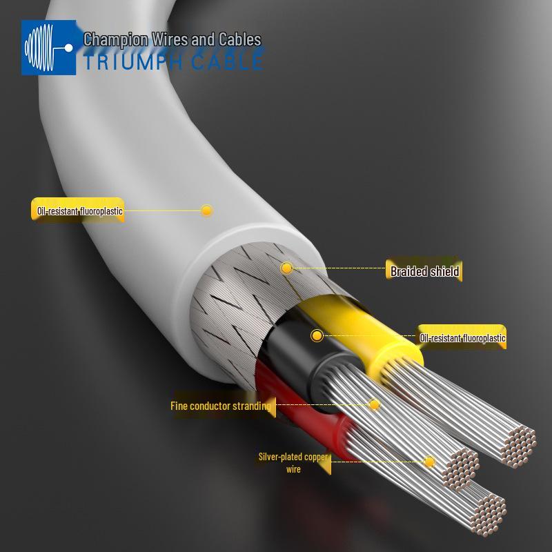 0.75-1.0 Mm² 2/4 Core Silver-Plated Teflon Wire, High-Temp Conductor 200°C