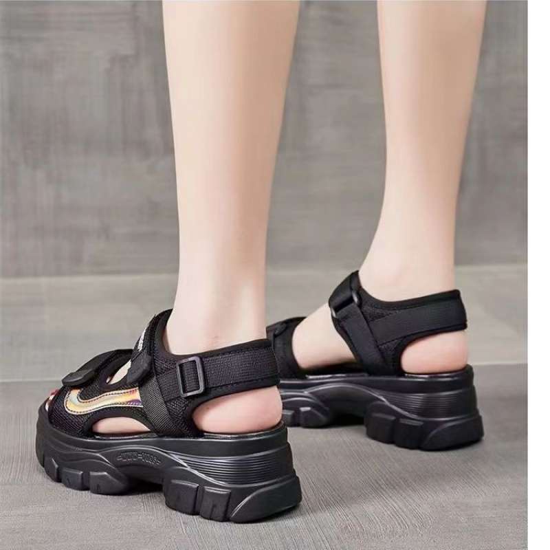 Muffin platform sandals women's 2025 summer new sports sandals women's lightweight beach shoes small high-heeled sandals