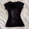 Retro Black Print T-shirt - 210g Pure Cotton, Slim Fit, Waist-Lined, Unique Design, Temperamental Style, 40s
