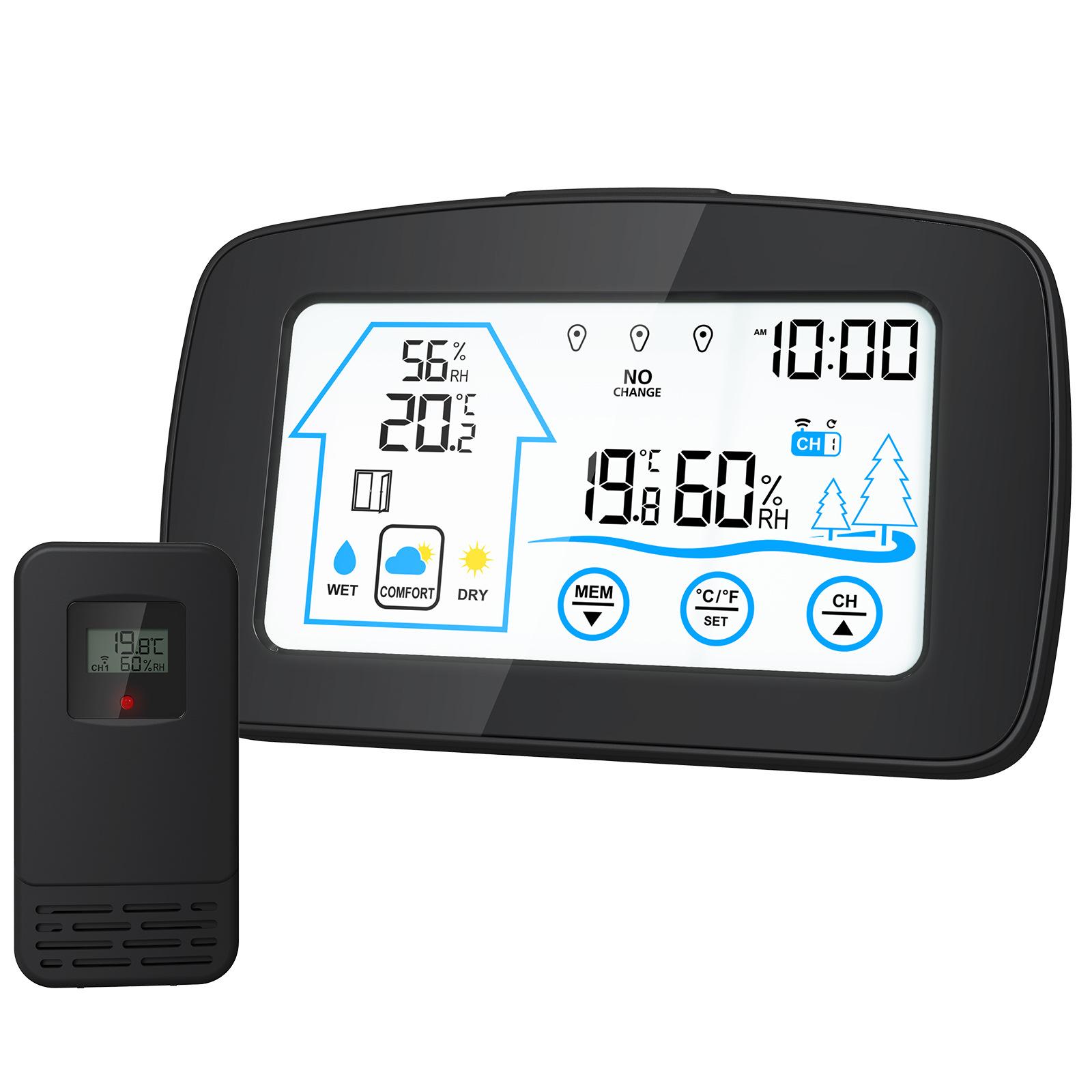 

Digital Weather Station, Wireless Outdoor Sensor Temperature Humidity Monitor, Color Display Forecast Station, Home Alarm Clock чорний