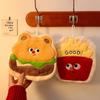 Cute French Fries Hand Towel Hanging Handkerchief Rag Bathroom Kitchen Towel Cartoon Burger Bear Thick