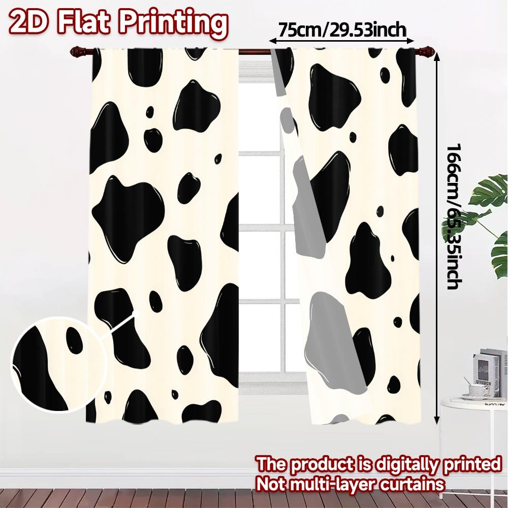 Set Of 2 Flat Printing Jit Curtains Without Rod Cowprint Popular Polyester Outdoor Curtain With Sheer