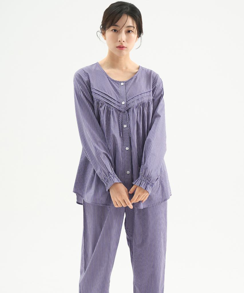 Meipeullawo Purple St Long Sleeve Pure Cotton Women'S Plus Size Pajama Set