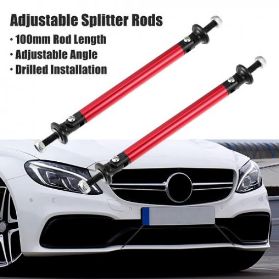1pair 100mm Adjustable Front Bumper Lip Splitter Strut Rod Tie Support Bar Red