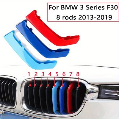 1set 3pcs M-Color For BMW Grille Insert Trims Stripe Car Grille Trim Clip For 3 Series F30 2013-2019