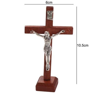 Mit Ständer Holzkreuz Religiöser Anhänger Gebet Katholisch Jesuskreuz Katholisches Holz Vintage Religiöse Dekoration