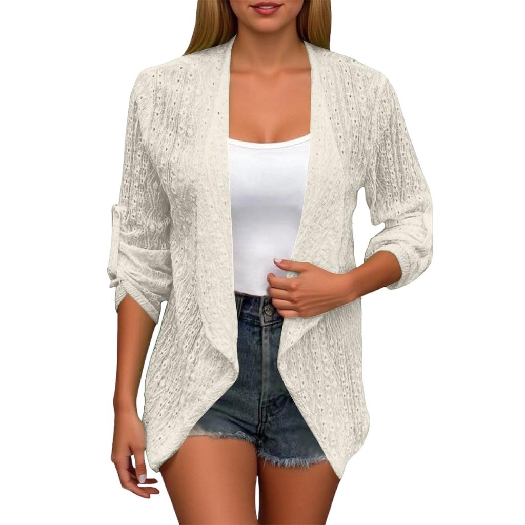 Women's Fashion Solid Color Casual Cardigan Long Sleeve Mid-Button Tops Coat