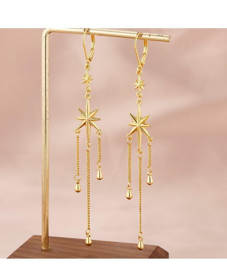 Geometric Star Drop Pendant Earrings For Women With Alloy Electroplating And Unique Style