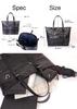 Morino Canvas x Waterproof Border Tote Bag Large Capacity Business Tote Genuine Leather Shoulder Bag Made in Japan [SEAL] 2-Way Men's MS-029NV
