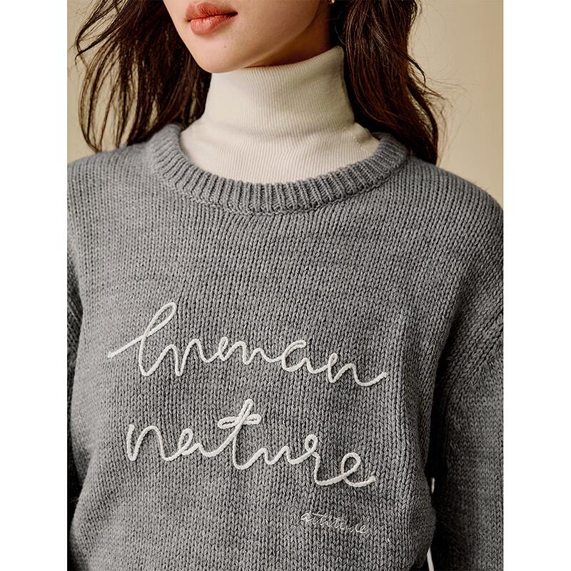INMAN Women's Retro Embroidered Knit Pullover Sweater