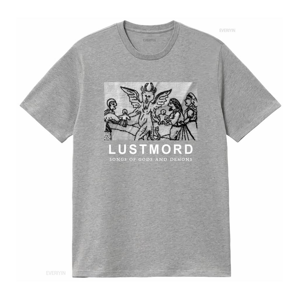 LUSTMORD T Shirt Songs Of Gods And Demons Print vintage Washed Stretched Versatile Unisex Casual Top For Everyday Wear