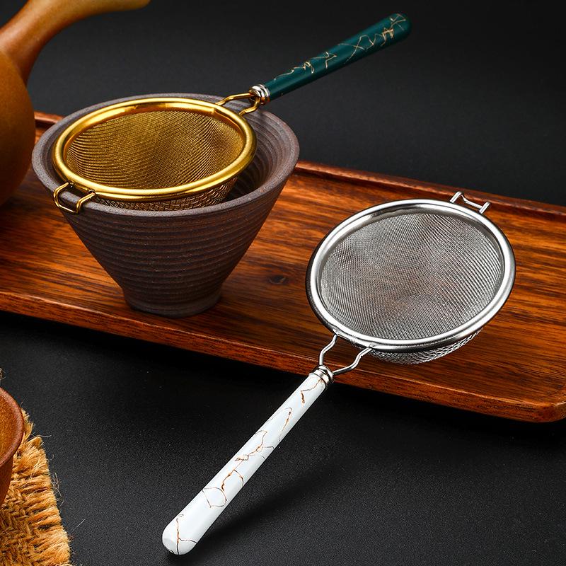 Japanese Style Wooden Handle Stainless Steel Tea Infuser and Strainer - Gongfu Tea Set Accessories for Pu'er Tea Ceremony