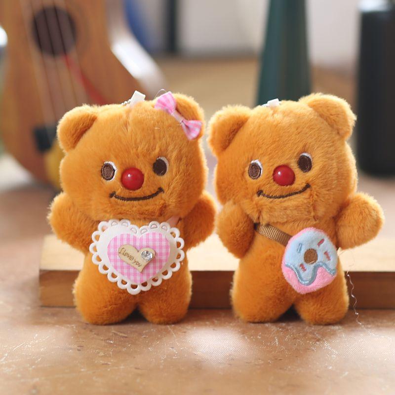 Cute Butter Bear Pendant Plush Toy Doll Cartoon Schoolbag Hanging Decoration Keychain Rag Doll Doll