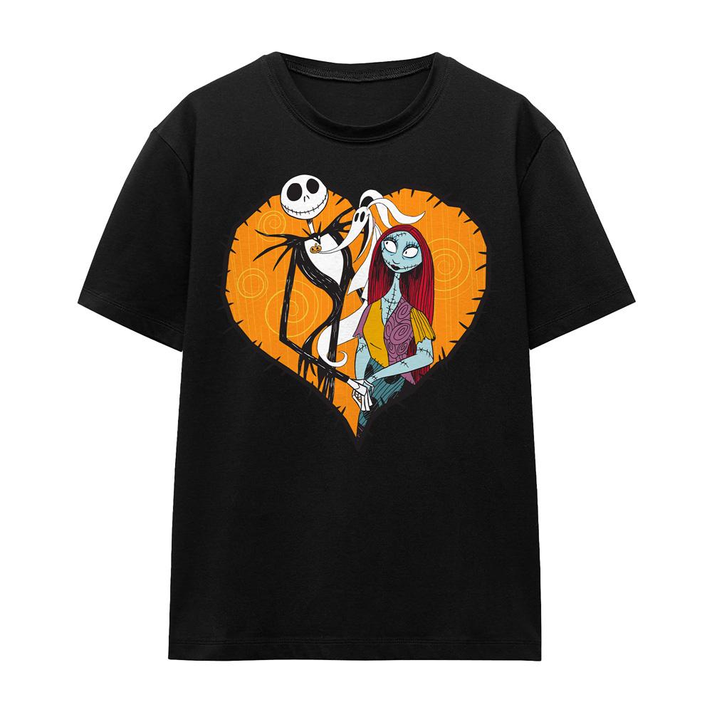 The Nightmare Before Christmas Unisex Adult Jack Sally Heart T-Shirt