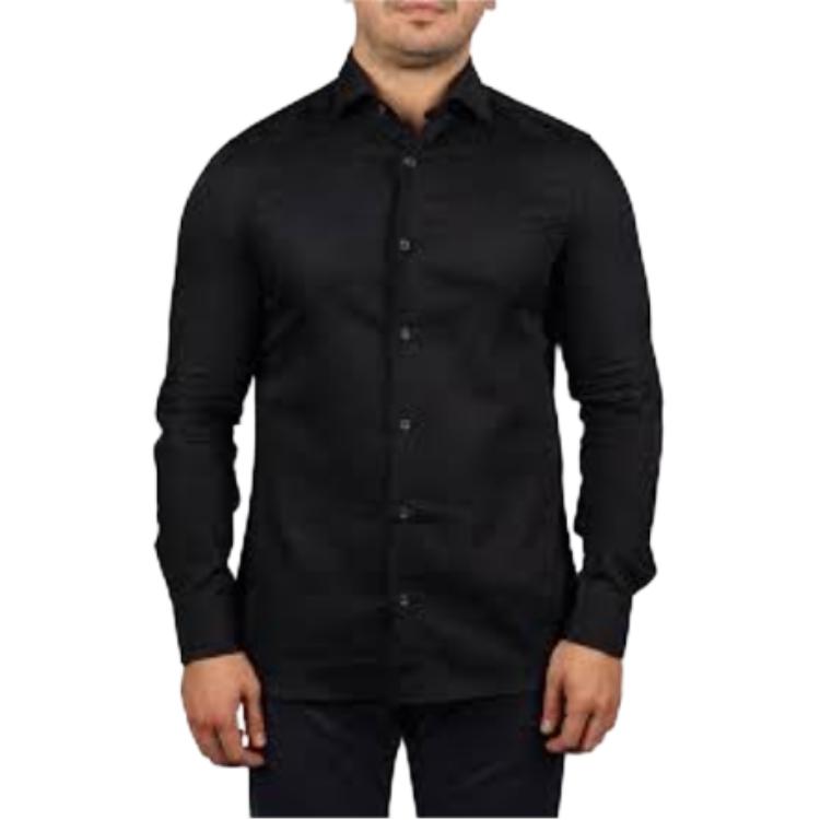 Emporio Armani Solid Color Casual Polo Long Sleeve Shirt Men shirts Black 6L1C86-1N8JZ-F003