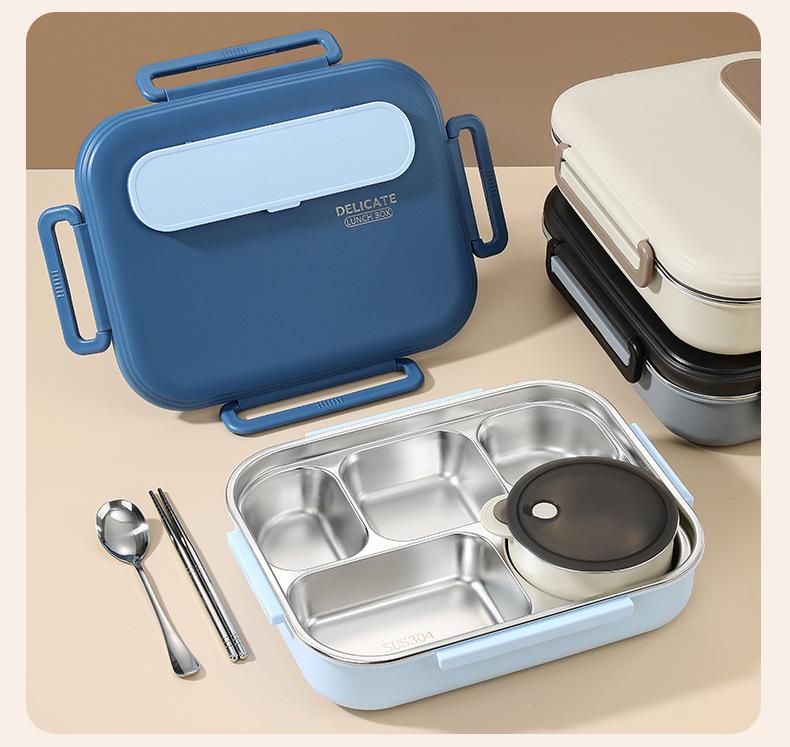 Microwave-Safe 304 Stainless Steel Lunch Box with Lid for Students