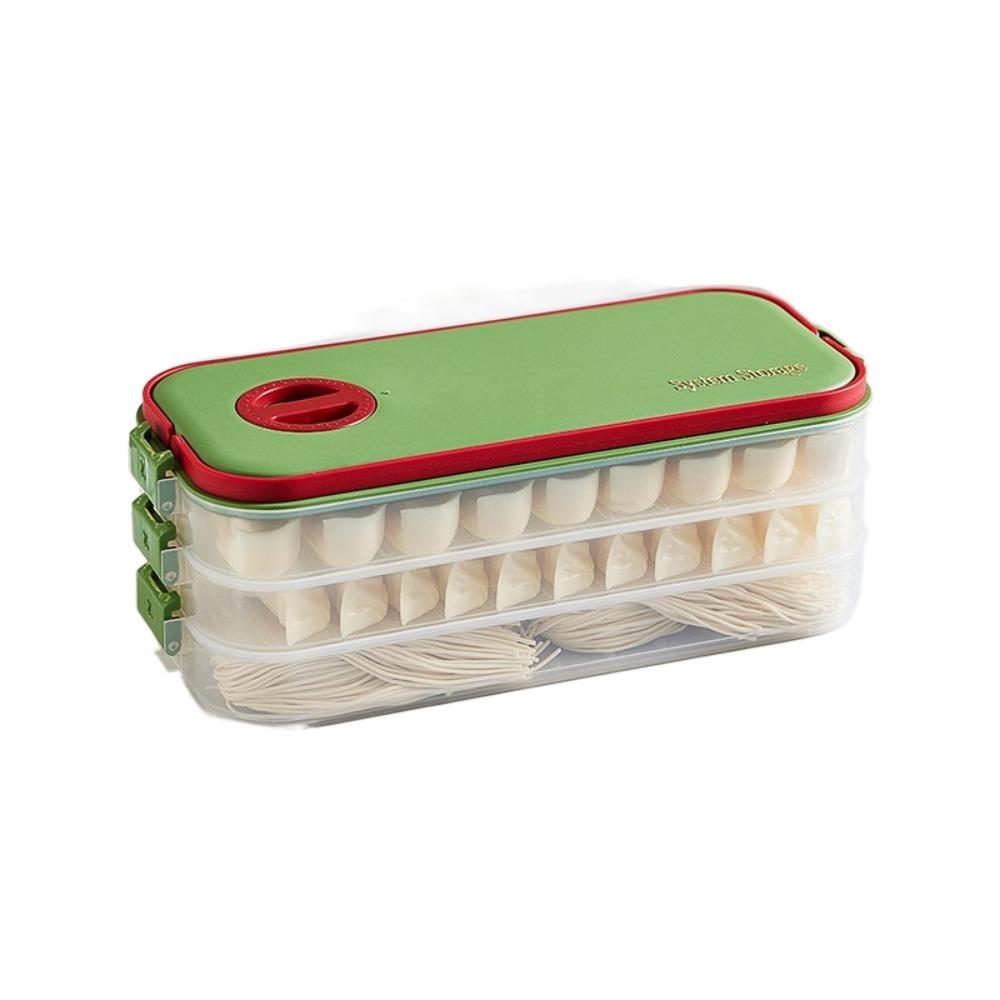 Plastic Dumpling Box Multi-Layer Transparent Food Egg Frozen Box Sealed Large Capacity Wonton Fresh-Keeping Organizer for Home