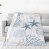 Vintage Nautischer Seestern und Muschel Flanelldecke Polyester Maschinenwaschbar Bequem für Schlafsofas Strandhaus Dekoration