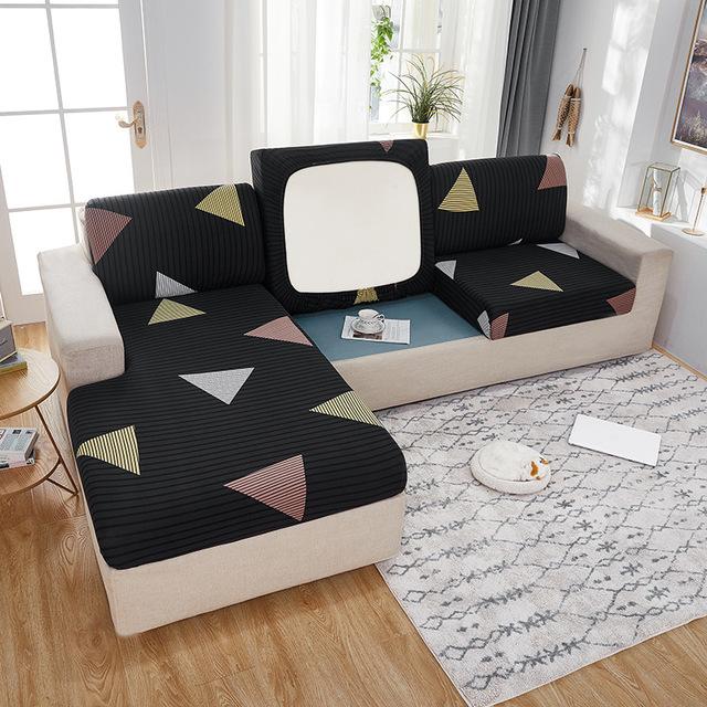 Printed Stretchy Sofa Seat Cushion Cover Soft Breath Fabric Chair Cover Pet Owners Kids Living Room Room Furniture Protector Washable Case