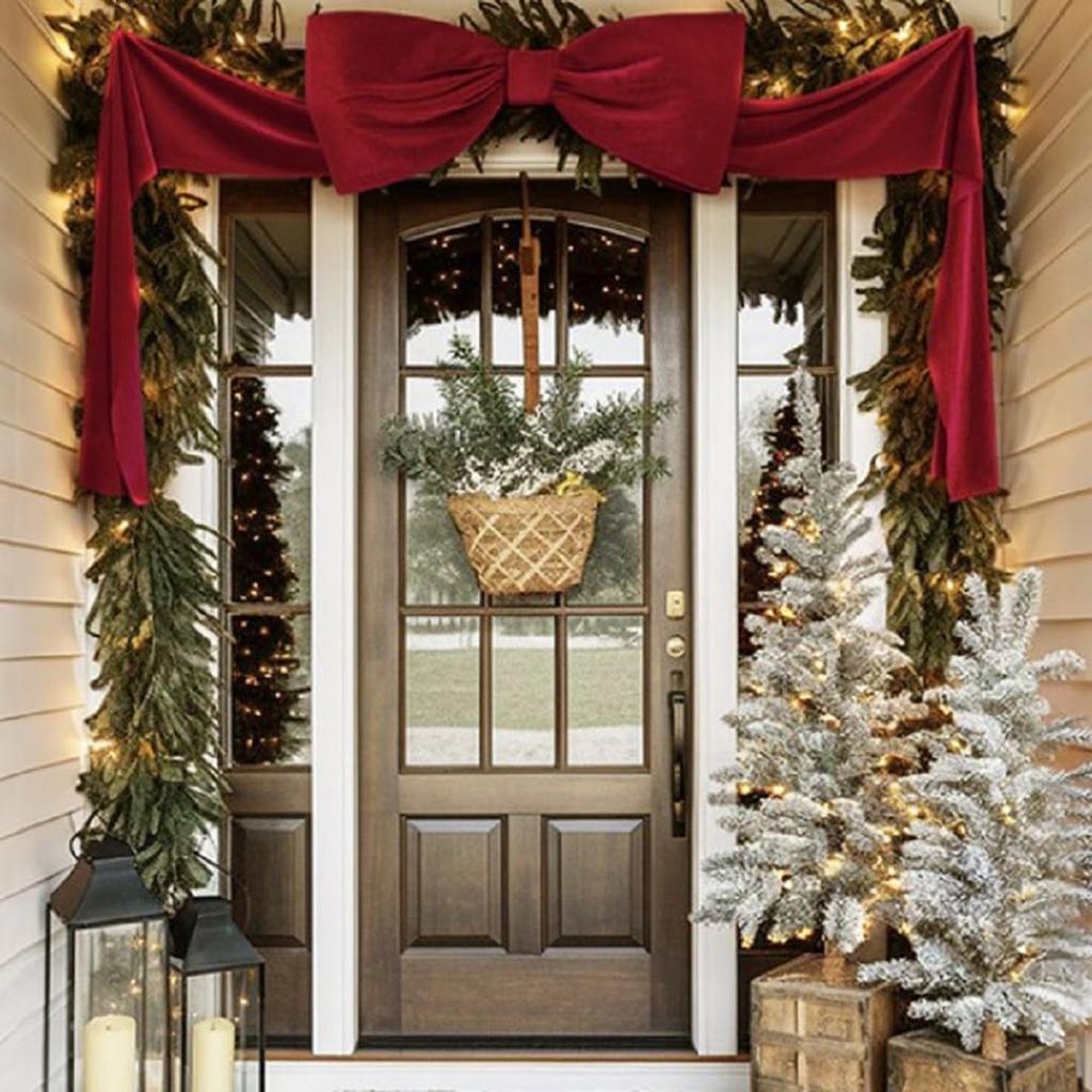 Extra Large Velvet Christmas Bows Ribbon with Long Streamers Xmas Tree Topper Decor for Christmas Wedding Birthday Party Pendant