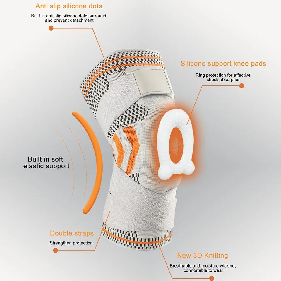 1 Stück Professionelle Kniebandage Kompressions-Kniebandage Patella-Gelpolster & Seitenstabilisatoren Knieunterstützungsbandage Schmerzlinderung