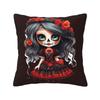 Alexander Gothic Las Elegantes Girls Day Of Dead Skull Square Pillowcase Pillow Cover Cushion Comfort Throw Pillow for Home Sofa