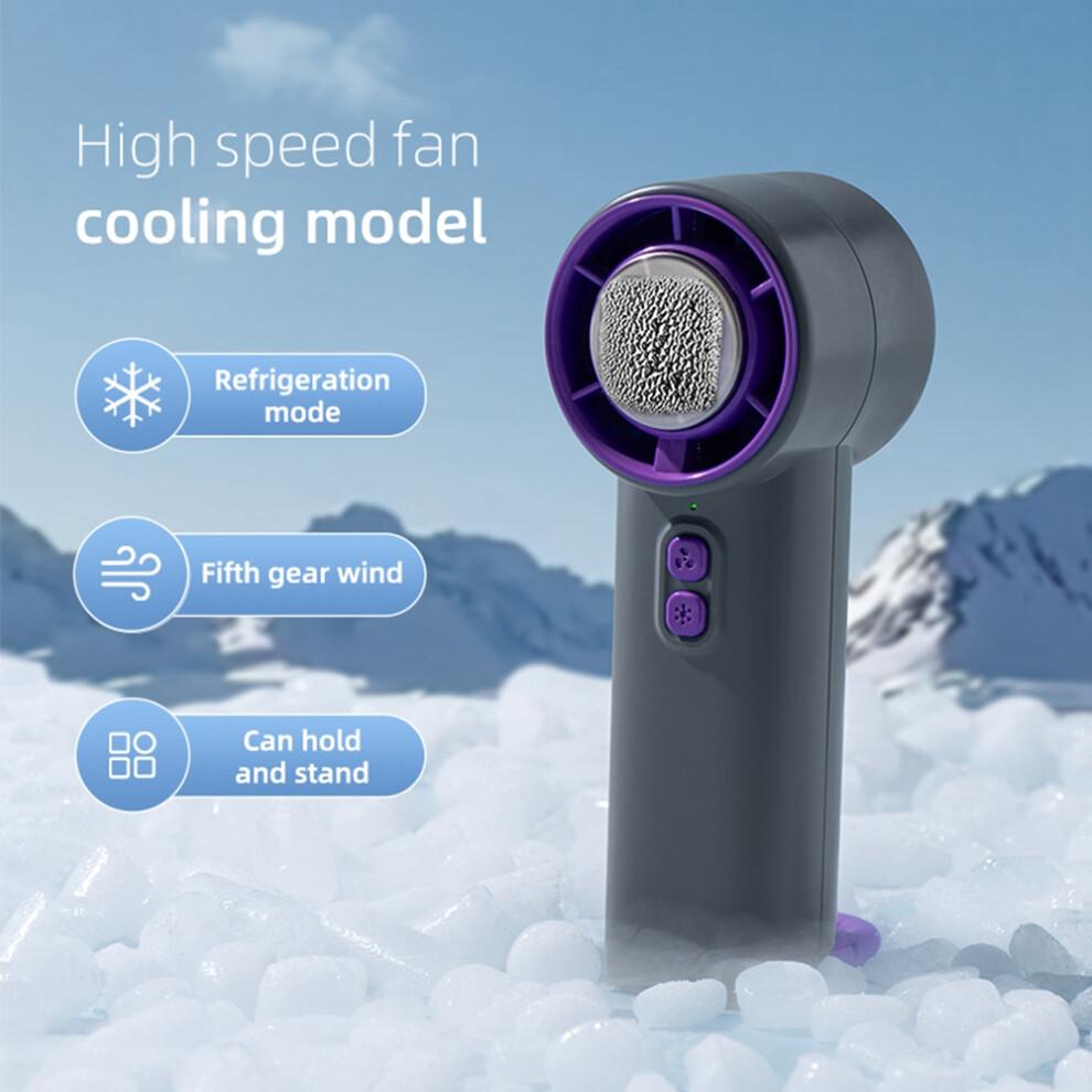 (Light Purple) WH-13 Handheld Fan 10500RPM 100 Speeds Cooling Ice Fan 3600mAh Battery Rechargeable Turbo Fan